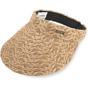Sun Visor Hats for Women Wide Brim Straw Beach Hat Adjustable Roll-Up Ponytail Foldable UV Lightweight Travel