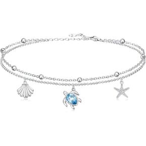 البحر السلاحف شاطئ شل خلخال 925 فضة نجم البحر صدف الكاحل سوار مجوهرات صيفية هدايا للنساء in Kuwait