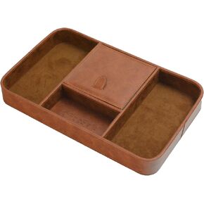 Faraday Box | Car Key Fob Protector & Valet Tray | RFID Signal Blocking Catchall Tray | EDC Everyday Carry (Saddle Brown)