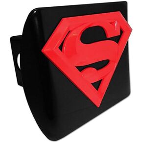 Superman Red emblem on black METAL Hitch Cover