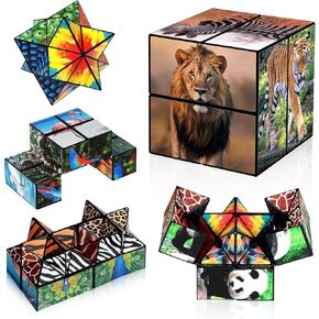 2 in 1 Star Cube Magic Cube Set, Infinity Cube Fidget Toy for Kids, Animal Toys for Ages 8-13, Travel Yoshimoto Cube for 6 7 8 9 10 11 Year-Old Boy Girls Gifts