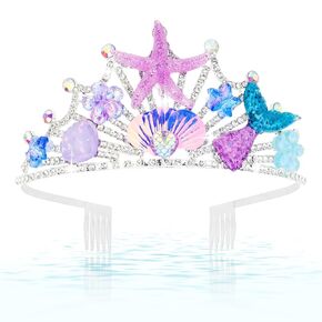 CIEHER Mermaid Crown: Starfish Tiara with Combs for Girls, Party Decorations and Costume Accessories