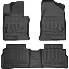 Husky Liners Weatherbeater Floor Mats | Fits 2011-2015 Hyundai Sonata (Includes Hybrid) | Front & 2nd Row, 3-pc Black - 98851