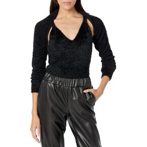 BCBGMAXAZRIA Women's Sleeveless V Neck Tank with Long Sleeve Shrug