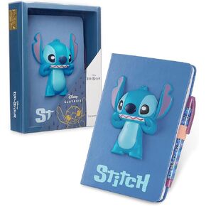 Disney Stitch Stationery Set, A5 Notebook & Pen or Secret Lockable Diary with Pen Cute School Supplies Stitch Gifts for Girls (Blue)