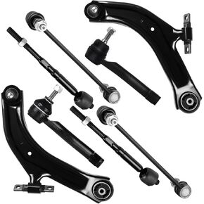 8pc Set Front Lower Control Arm w/Ball Joint Replacement 2007-2012 for Nissan Sentra Outer Inner Tie Rod End Sway Bar Link Suspension Kit