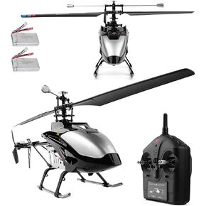 21.65 inch V913-A Black Silver Large Brushless Remote Control Alloy Helicopter Aircraft for Adults Beginners Youth 4CH RC Heli Model Fall Resistant Altitude Maintain (RTF 550MM 2 Batteries)