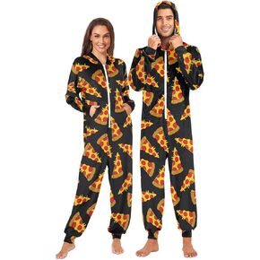 Fisyme Adult Onesie Pajamas for Women Men Long Sleeve One-Piece Costume Sleepwear Jumpsuit