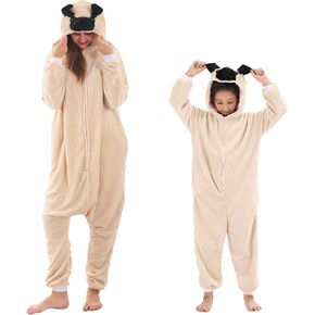 Animal Onesie for Kids Adults Halloween Costumes for Girls Boys Womens Mens Cosplay Outfit Dog Pug