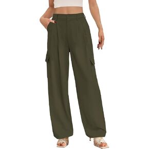 Buauty Women's Wide Leg Cargo Pants High Waisted Trousers Pants Casual Dress Pants with Pockets 2024 Loose Business Clothes