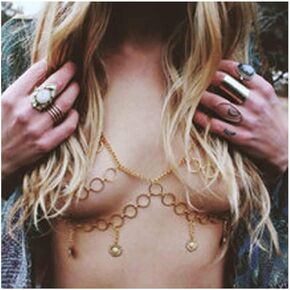 Olbye Halter Chain Bra Harness Jewelry Bra Strap Chain Halter Top Breast Bralette Chain Rave Outfit Jewelry Nightclub Accessories for Women and Girls
