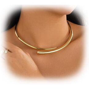 Silver/Gold Collar Necklace for Women Sexy Open Adjustable Choker Necklace Summer Bikin Body Jewelry Metal Clavicle Chain Jewelry for Women in Kuwait