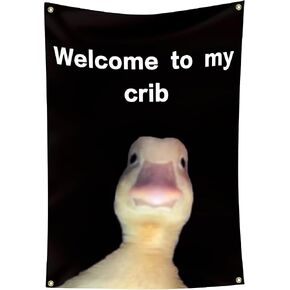 Welcome to My Crib 2x3 FT Duck Meme Flag Funny Flags Tapestry Wall Flag for Bedroom room decor college dorm flags with Brass in Saudi Arabia