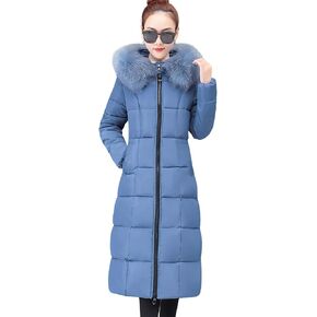 ebossy Women's Winter Thicken Down Alternative Long Puffer Coat with Faux Fur Hood