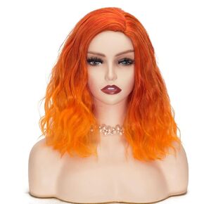 Women's Green Wig Short Curly Wavy Bob Wig Girls Cosplay Costume Halloween (Light Green)