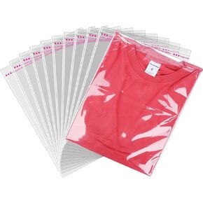 LonlyEagle 100 Pcs 10x14 Inches Self Sealing Cellophane Bags, Clear Resealable Cellophane Plastic Bags Self Adhesive for Packaging Shirts, Clothing, Magazines, Books, and Artwork