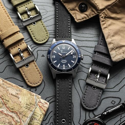 Croyde Canvas Watch Strap - 100% Cotton, Quick-Release, Stainless Steel Buckle, Vintage Military Style - Fits 18mm, 20mm, 22mm Watches - Army Green, Grey, Sand in Saudi Arabia
