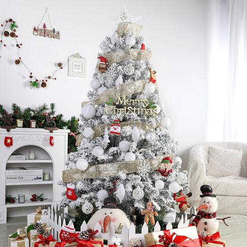 SHareconn 100pcs Christmas Tree Decorations Ornaments Set, Shatterproof Plastic Baubles Decorative Balls for Xmas Tree Decor Holiday Wedding Party, White in Saudi Arabia