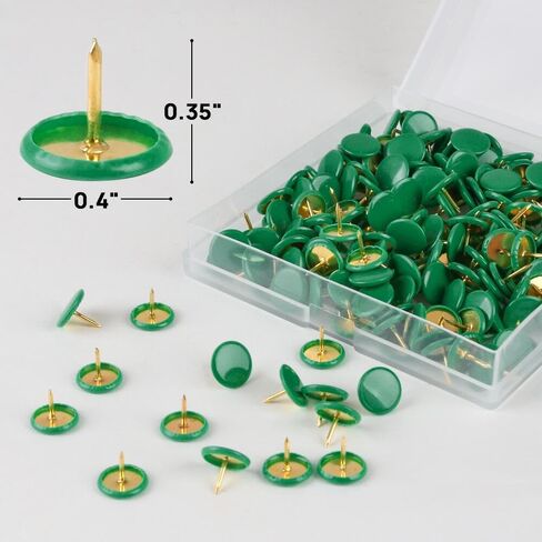 200PCS Thumb Tacks Flat Push Pins Wall Tacks Round Head Thumbtack (Green+Gold) in Kuwait