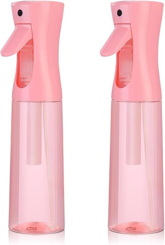Continuous Spray Bottle for Hair (10.1oz/300ml) 2 Pack Mister Spray Bottles for Cleaning Empty Ultra Fine Water Mist Sprayer for Hairstyling Plant Garden Curly Hair Etc (Pink Transparent) in Saudi Arabia