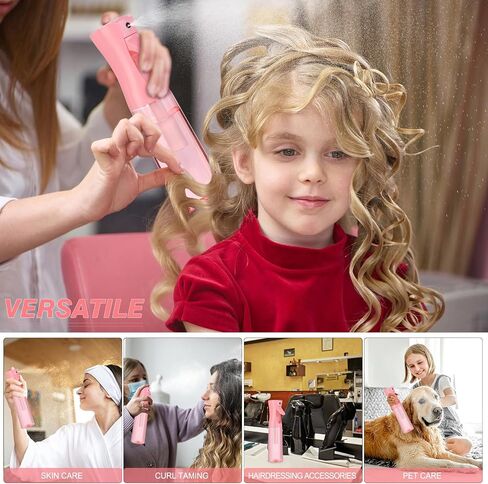 Continuous Spray Bottle for Hair (10.1oz/300ml) 2 Pack Mister Spray Bottles for Cleaning Empty Ultra Fine Water Mist Sprayer for Hairstyling Plant Garden Curly Hair Etc (Pink Transparent) in Saudi Arabia