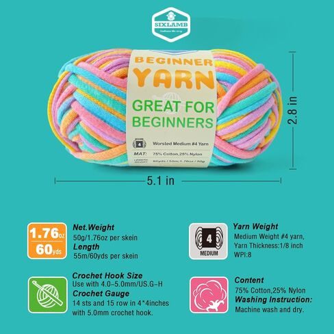 3 * 50 جم/1.76 أونصة من خيوط الحياكة والحياكة، 3 * 60 ياردة من خيوط المبتدئين مع غرز سهلة الرؤية؛ Worsted-Weight Medium #4؛ طقم كروشيه صديق للأميجورومي (بتلة + أزرق + وردي مرح) in Kuwait