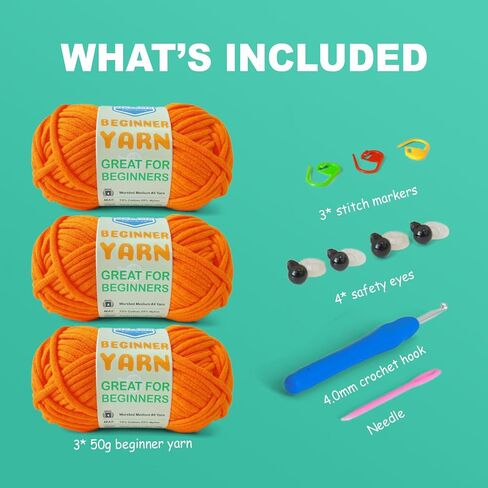 3 * 50g/1.76oz Yarn for Crocheting and Knitting, 3 * 60yds Beginner Yarn with Easy-to-See Stitches; Worsted-Weight Medium #4;Amigurumi-Friendly Crochet Kit(Petal+Blue+Merry Pink) in Saudi Arabia