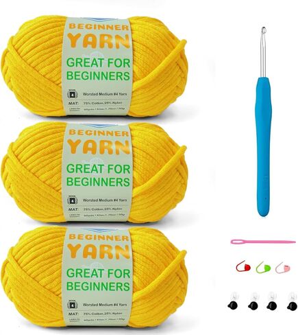 3 * 50g/1.76oz Yarn for Crocheting and Knitting, 3 * 60yds Beginner Yarn with Easy-to-See Stitches; Worsted-Weight Medium #4;Amigurumi-Friendly Crochet Kit(Petal+Blue+Merry Pink) in Saudi Arabia