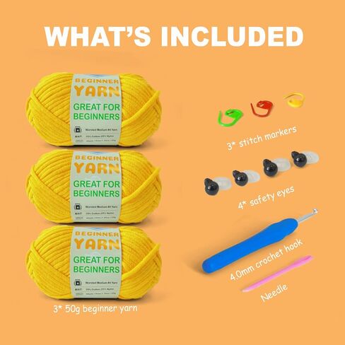 3 * 50g/1.76oz Yarn for Crocheting and Knitting, 3 * 60yds Beginner Yarn with Easy-to-See Stitches; Worsted-Weight Medium #4;Amigurumi-Friendly Crochet Kit(Petal+Blue+Merry Pink) in Saudi Arabia
