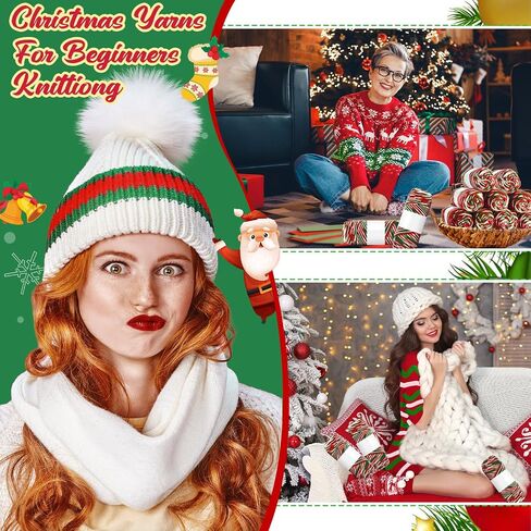 Timgle 6 Skeins Christmas Yarn Christmas Yarn for Crocheting Yarn for Crocheting Soft Each 141g/ 4.5 oz 273 Yard Crochet Yarn for Christmas Knitting Crocheting Gift Craft Project Assorted Starter in Kuwait