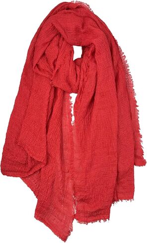 Belsen Women's Cotton Linen Soft Scarf, Gauze Shawl Wrap, 75 x 35 inches, Fashion Hijab in Saudi Arabia