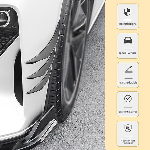 6 PCS Car Front Bumper Spoiler, Waterproof Rubber Vehicle Exterior Lip Splitter Kit, Shockabsorbing Design, Universal Anti-Collision Automotive Strip Decoration Accessory (Carbon Fiber Black) in Saudi Arabia