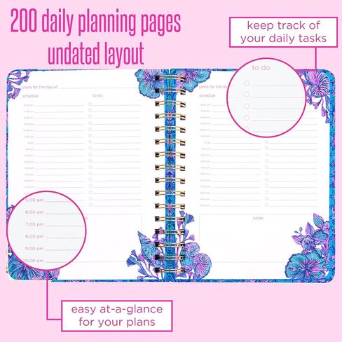 Lilly Pulitzer Undated To Do Planner, Hardcover Daily Planner, Personal Organizer with Hourly Schedules and Notes Pages, Shells n Bells in Saudi Arabia