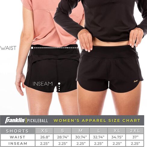 Franklin Sports Women's Athletic Shorts - Performance Workout Sports Shorts for Pickleball, Tennis, Biking, Running + More - Spandex Blend Shorts with Pocket - Women's Medium - Black in Saudi Arabia