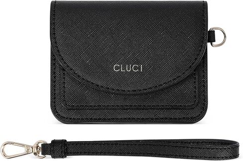 CLUCI Small Womens Wallet Leather RFID Blocking Card Holder Ladies Wallets with Wrist Strap Black in Saudi Arabia