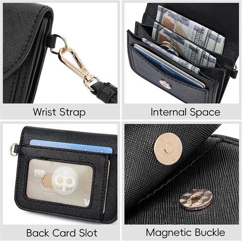 CLUCI Small Womens Wallet Leather RFID Blocking Card Holder Ladies Wallets with Wrist Strap Black in Saudi Arabia