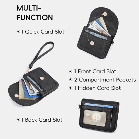 CLUCI Small Womens Wallet Leather RFID Blocking Card Holder Ladies Wallets with Wrist Strap Black in Saudi Arabia
