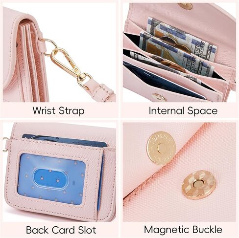 CLUCI Small Womens Wallet Leather RFID Blocking Card Holder Ladies Wallets with Wrist Strap Black in Kuwait