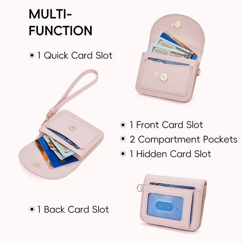 CLUCI Small Womens Wallet Leather RFID Blocking Card Holder Ladies Wallets with Wrist Strap Black in Kuwait