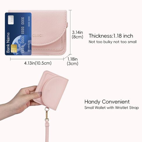 CLUCI Small Womens Wallet Leather RFID Blocking Card Holder Ladies Wallets with Wrist Strap Black in Kuwait