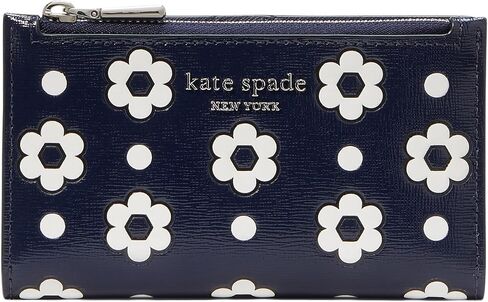 محفظة Kate Spade New York النسائية Morgan Daisy Dot Embossed Saffiano Leather Small Slim Bifold Wallet، Parisian Navy Multi، مقاس واحد in Kuwait