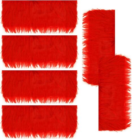 Faux Fur Fabric Christmas Winter Squares Shaggy Fur Fabric Patches Red 10x15 Inch for DIY Craft Hobby Halloween Winter Costume Decoration in Saudi Arabia