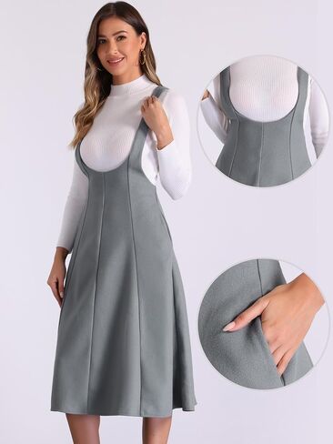 Allegra K Overall Pinafore Dress for Women's High Waist Cross Back A-Line Elegant Suspender Skirt in Saudi Arabia