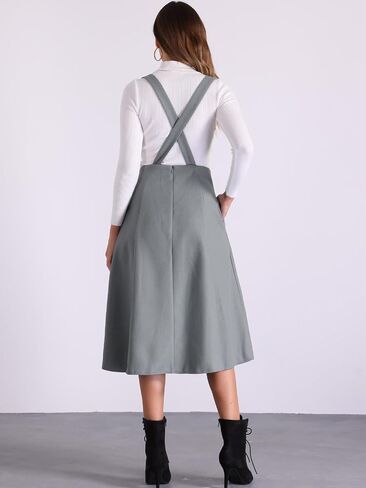 Allegra K Overall Pinafore Dress for Women's High Waist Cross Back A-Line Elegant Suspender Skirt in Saudi Arabia