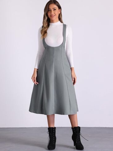 Allegra K Overall Pinafore Dress for Women's High Waist Cross Back A-Line Elegant Suspender Skirt in Saudi Arabia