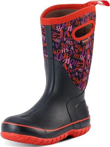 Showave Women's Rain Boots Mid Calf Waterproof Rubber Neoprene Boots with Easy Handles Mud Boots Outdoor Working Boots for Barn Garden Chore in Saudi Arabia