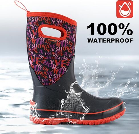 Showave Women's Rain Boots Mid Calf Waterproof Rubber Neoprene Boots with Easy Handles Mud Boots Outdoor Working Boots for Barn Garden Chore in Saudi Arabia