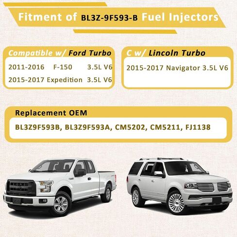 حاقن الوقود عالي الضغط OE 3.5L GTDI، متوافق مع/Ford F150 Expedition، متوافق مع/Lincoln 3.5 Navigator 2011 2012 2013 2014 2015 2016 2017 2018 2019 |CM5211| |6 ثقوب| |مجموعة من 6| in Saudi Arabia