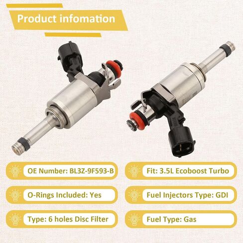 حاقن الوقود عالي الضغط OE 3.5L GTDI، متوافق مع/Ford F150 Expedition، متوافق مع/Lincoln 3.5 Navigator 2011 2012 2013 2014 2015 2016 2017 2018 2019 |CM5211| |6 ثقوب| |مجموعة من 6| in Saudi Arabia