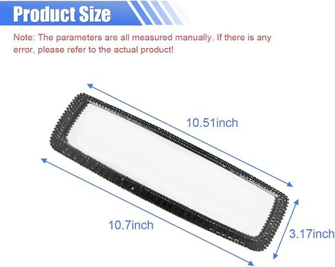 Bling Car Rear View Mirror, Clip-On Rhinestone Car Rearview Mirror with Crystal Diamonds, HD Glass Auto Interior Rear View Mirror, Car Decoration Accessories for Women Men Teens (Black) in Kuwait